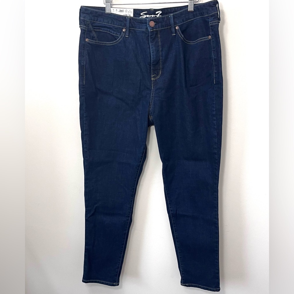 NWT Seven7 Women High Rise Skinny Jeans Dark Blue Denim Wash Stretch Size 16